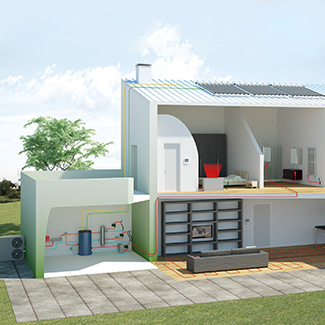 Calefacción con fan coils y/o paneles radiantes y producción de ACS. Posibilidad de enfriar con los fan-coils