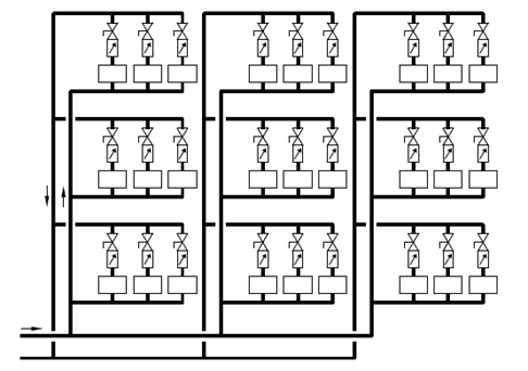 FlowCon España: Esquema Equilibrado dinámico con válvulas FlowCon (K-Flow®)