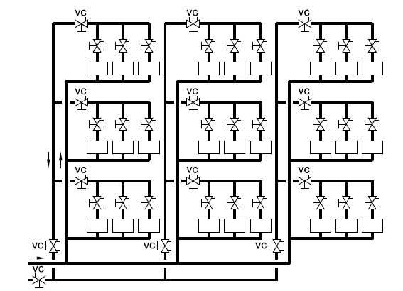 Esquema equilibrado hidráulico mediante válvulas manuales